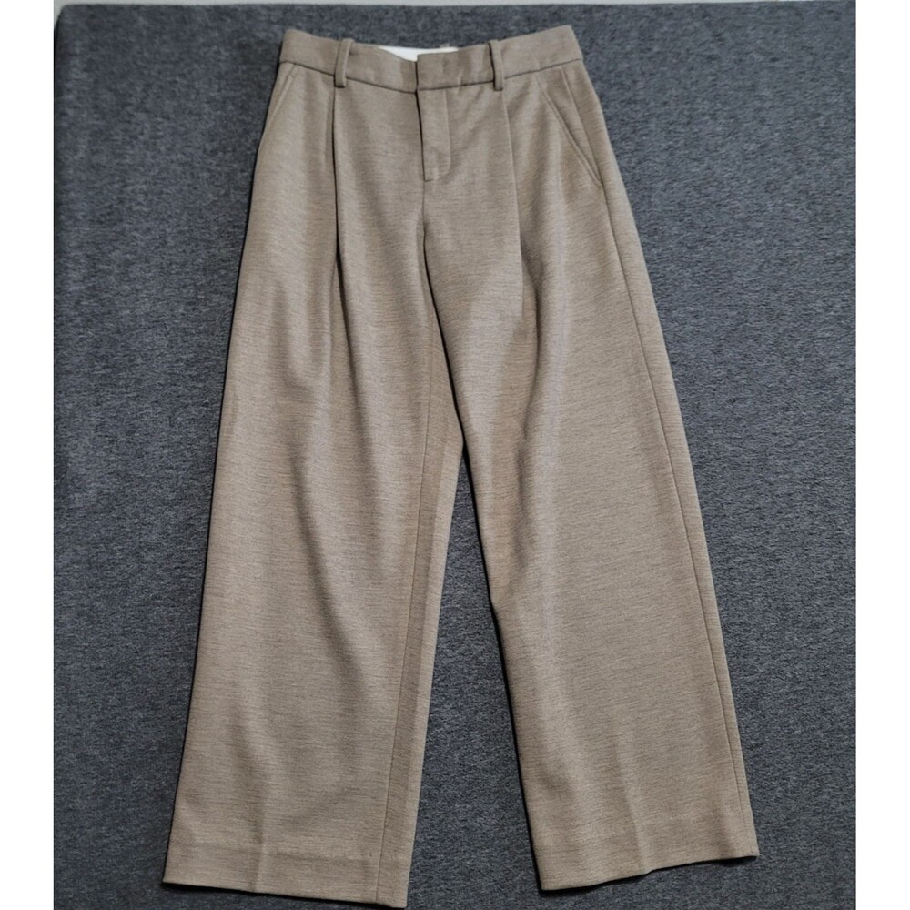 Vince size 8 dress pants 100% wool straight trousers zip pleated pockets beige